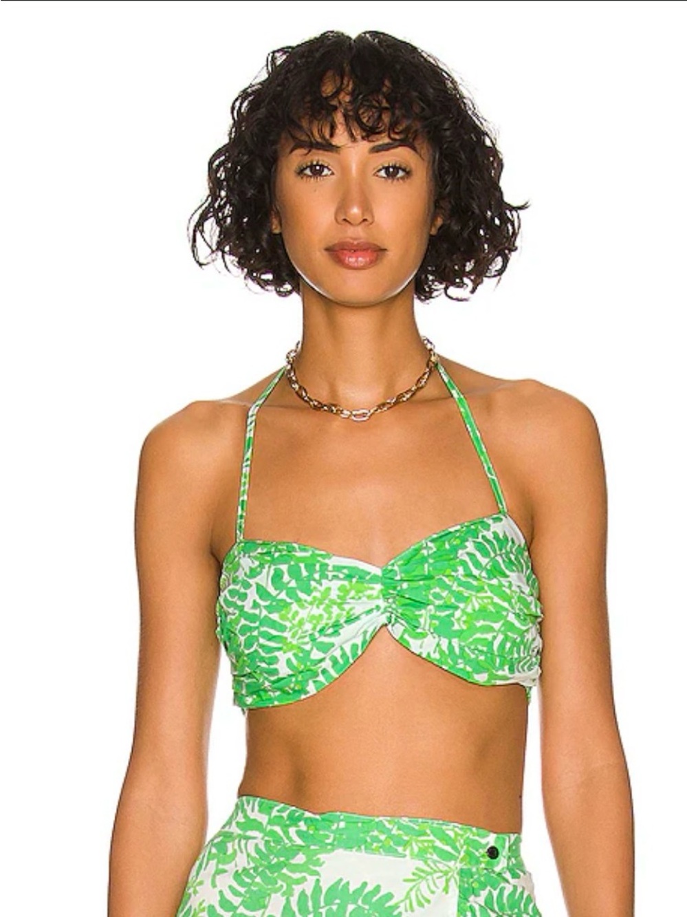 SWF Sweetheart Halter Neck Crop Top in Plant